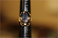 A 10 Karat Gold And Smoky Quartz Ring