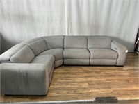 Grey Curved Reclining Sectional Sofa Need Cleaning