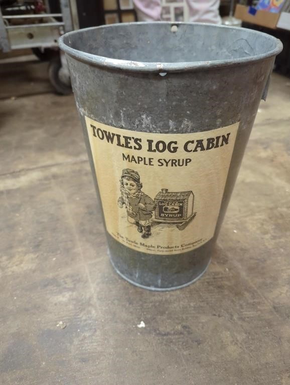 towles log cabin maple syrup metel bucket
