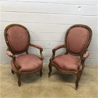 2 Victorian Upholstered Arm Chairs