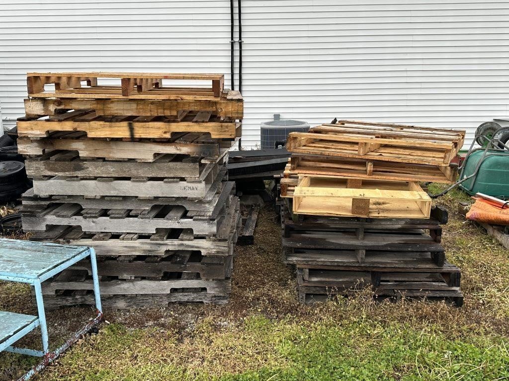 Two stacks of pallets