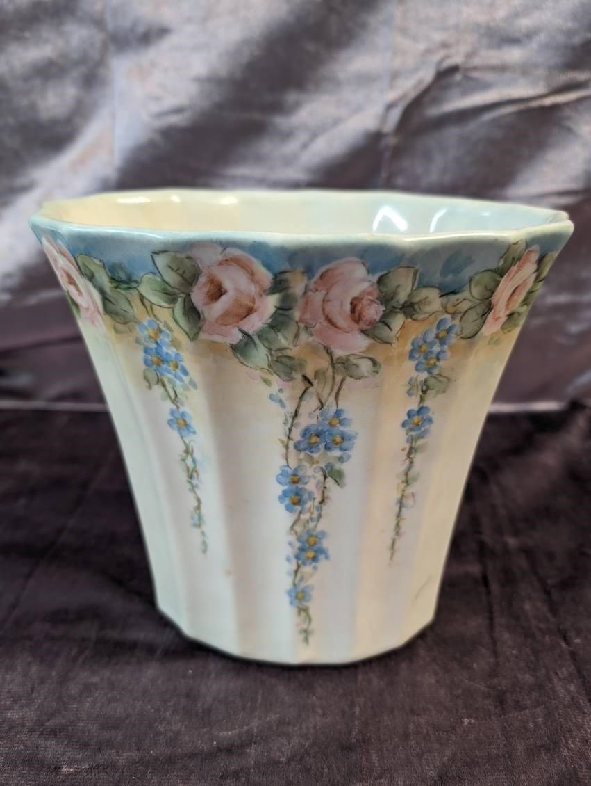 Floral Painted Alamo Pottery Vitreous China Vase
