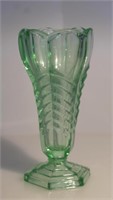 VINTAGE ART DECO-STYLED GREEN URANIUM GLASS VASE