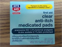 Clear anti-itch medicated pads