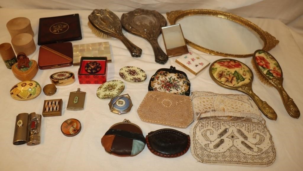 Antique Make-Up Compacts, Mirrors, Trinket Boxes &