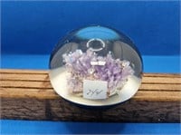PAPER WEIGHT WITH PURPLE STONE INSIDE