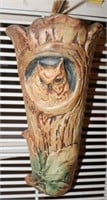 Vintage 1930's Weller Wall Vase, Owl in Tree Trunk