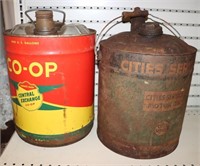 2 Vintage 5 Gallon Metal Cans: