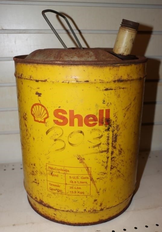 Vintage Shell 5 Gallon Can, Empty