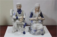 A Ceramic George and Martha Washington Figure