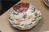 Antique Kutani Shrimp Plate