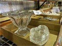 Heavy Glass Footed Bowl + Double Heart Lidded