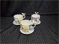 Butterfly Teacups and Saucers