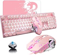 Retro Pink Typewriter Gaming Keyboard