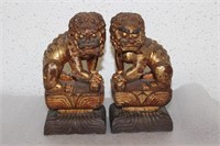 A Pair of Gold Guilted Wooden Lions