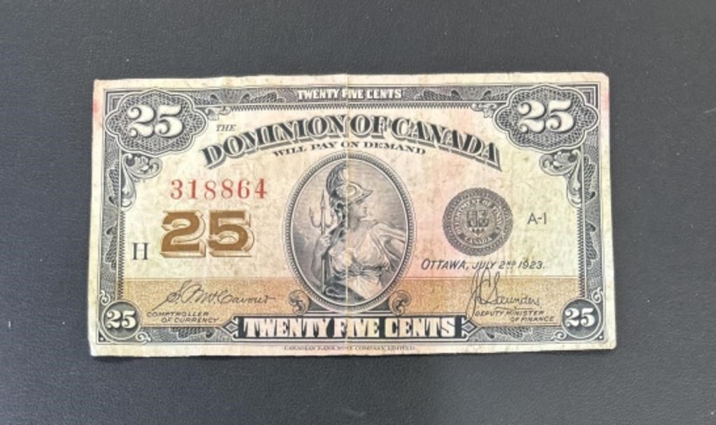 1923 TWENTY FIVE CENTS FRACTIONAL CURRENCY