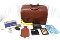 1950s Emdee Leather Medical Bag & Accessories