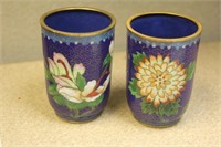 Lot of 2 Chinese Cloisonne Cups