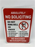 ABSOLUTELY NO SOLICITING  REPRODUCTION TIN SIGN