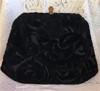 Vintage CROWN LEWIS Purse Black Velvet