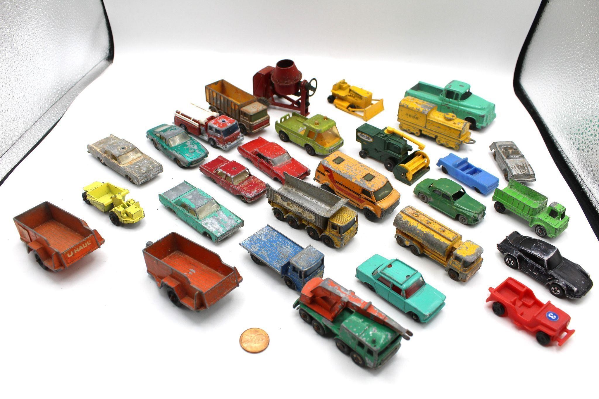 28 Vtg. Matchbox, Hot Wheels, Tootsie + Toy Cars