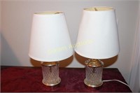 Pair of Glass Base Lamps 14H
