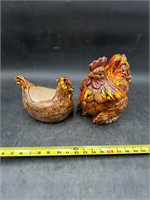 Decorative Ceramic Brown Chickens