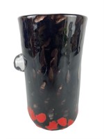 MCM hand blown black and red vase/glass