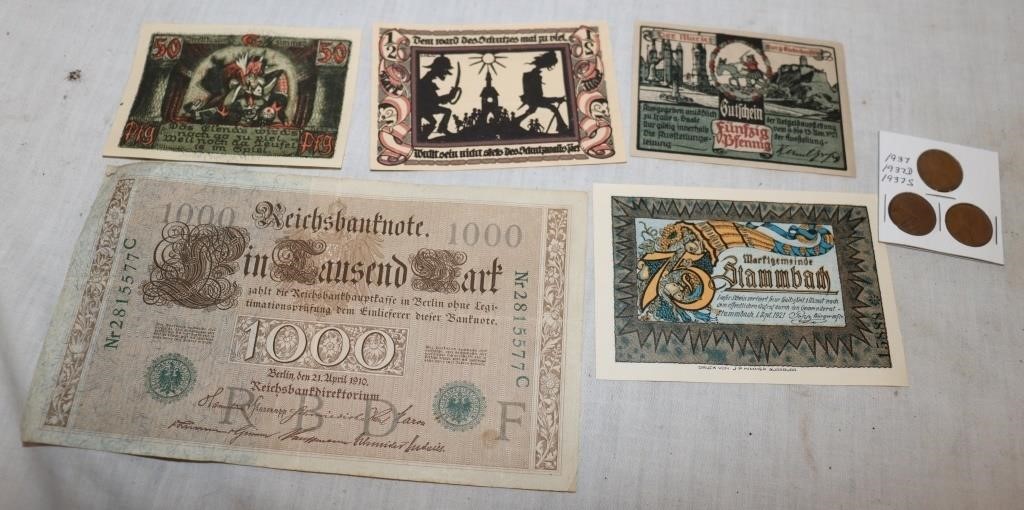 Vintage German Bank Notes: