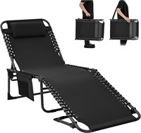 $135  KingCamp Folding Chaise Lounge, Black+Grey