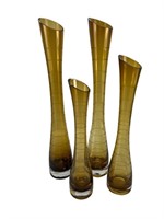 MCM Mikasa honey amber tiered glass vases
