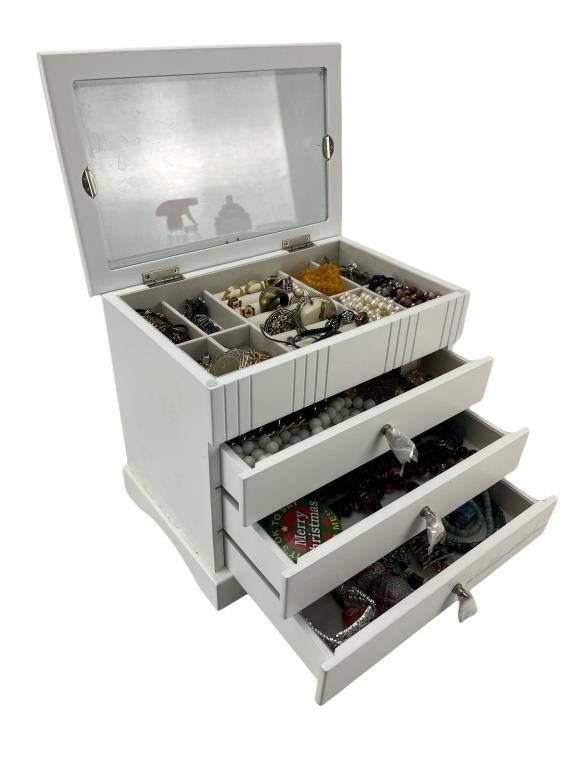 3 drawer jewelry box with jewelry contents