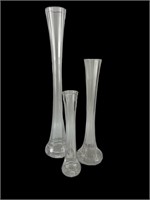 Riedel tiered crystal glass tall slim vases