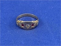 C1890 14K Gold Diamond & Ruby Ring