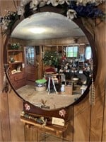 3ft Round Framed Mirror with Shelf & Contents
