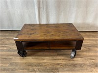 Industrial Coffee Table on Large Casters