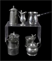 7 PEWTER CREAMERS AND GRAVY SERVERS