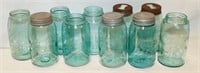 10 Blue Vintage Ball Canning Jars