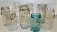 8 Vintage canning Jars 1 pint-1 Quart