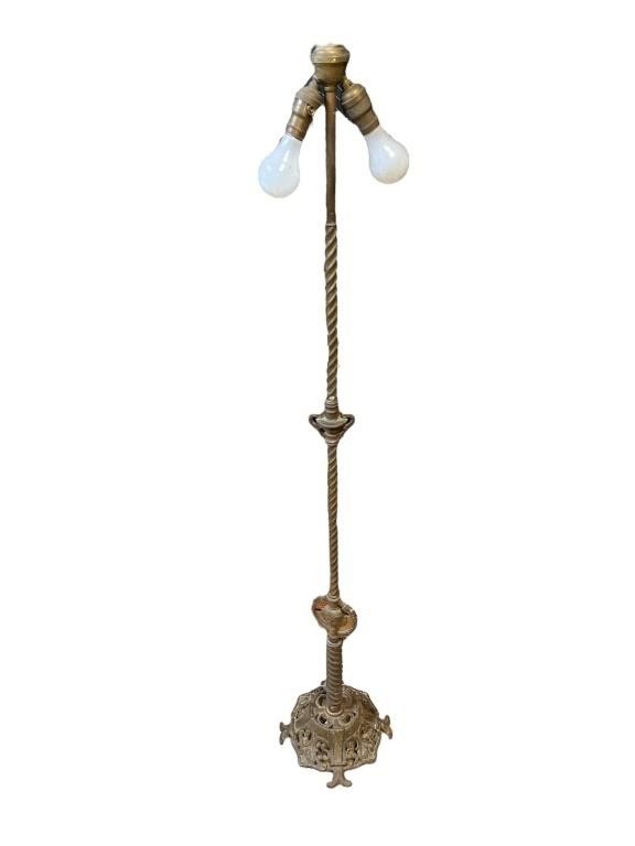 Art deco brass bronze floor lamp twisted shaft