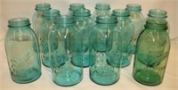 12 Blue Vintage 2 Quart Ball Canning Jars