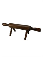 Vintage rolling pen shaped wooden foot rest stool