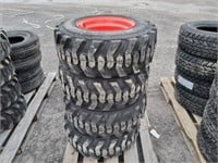 (4) Marcher 12-16.5 Skid Steer Tires 12 Ply W/Rims