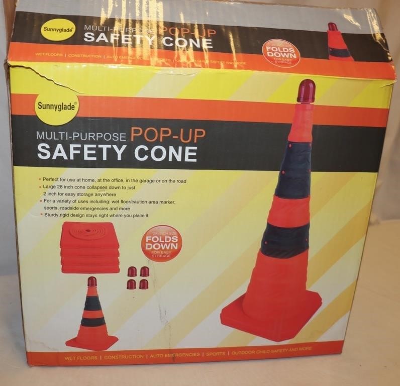 New in Box 4,  Pop-Up Safety Cones, 2"x28"