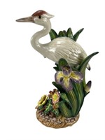 Fitz and Floyd Egret and wildflowers candle holder