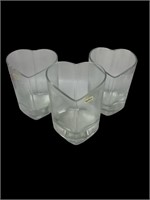 Large Sterling Cut glass polish heart shaped vases