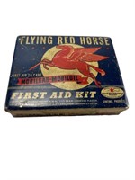 Mobil oil flying red horse tin first aid kit