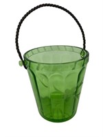 Etched green depression glass ice bucket