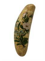 Antique hand painted floral bone horn