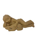 Lee Bortin Original Clay Sculpture Girl with dog